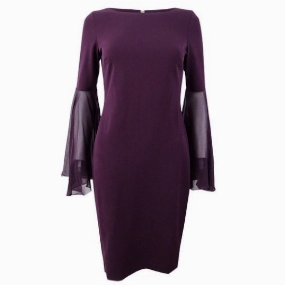 Calvin Klein Chiffon Sleeve Dress - Picture 2 of 7